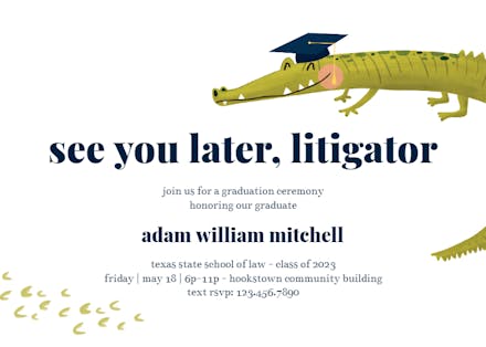 Later Litigator - Graduation Party Invitation