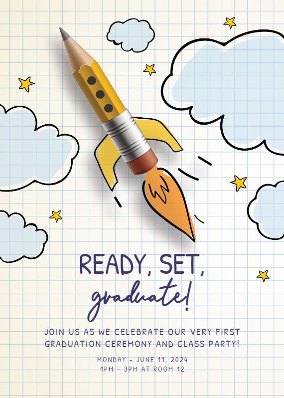 Launch into learning - graduation party invitation