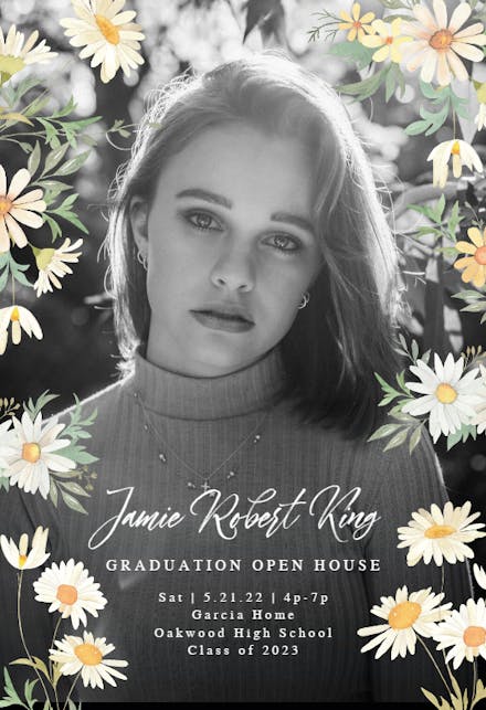 Lazy Daisy Frame - Graduation Party Invitation
