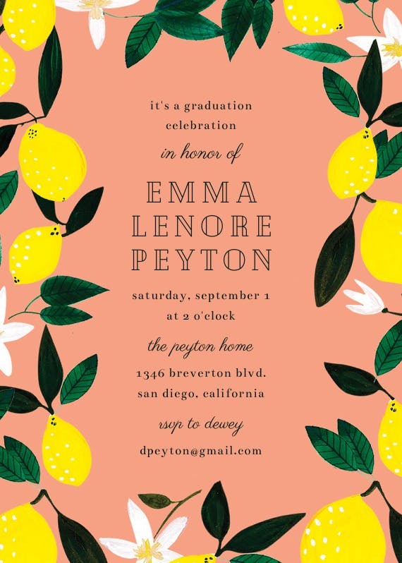 Lemons - graduation party invitation