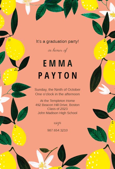 Lemons - Graduation Party Invitation