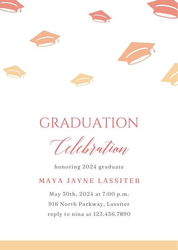 Light orange - graduation party invitation