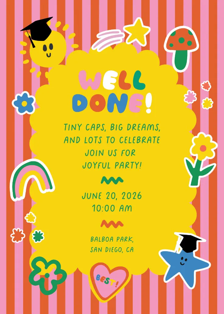 Little grads shine - party invitation