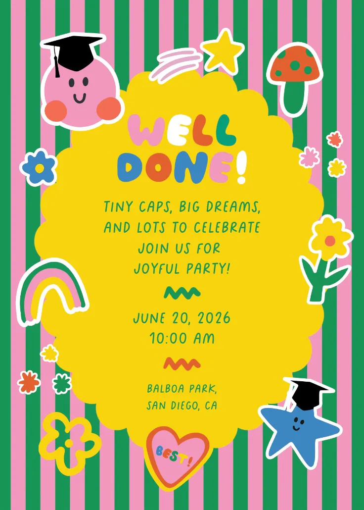 Little grads shine - feestuitnodiging