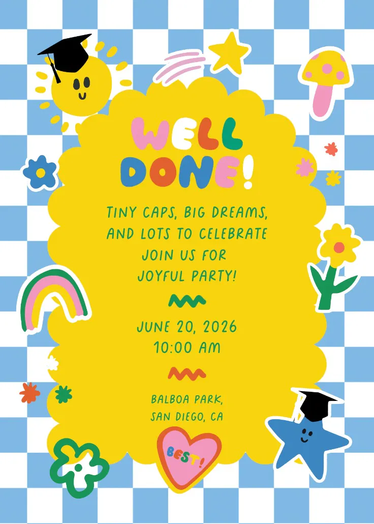 Little grads shine - feestuitnodiging