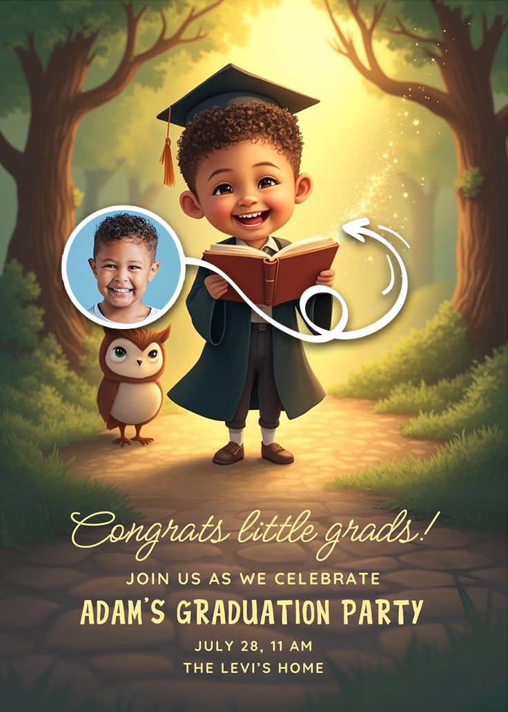 Little owl, big dreams - graduation party invitation