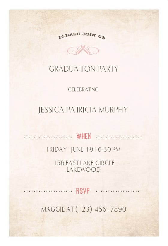 Lovely linen - graduation party invitation