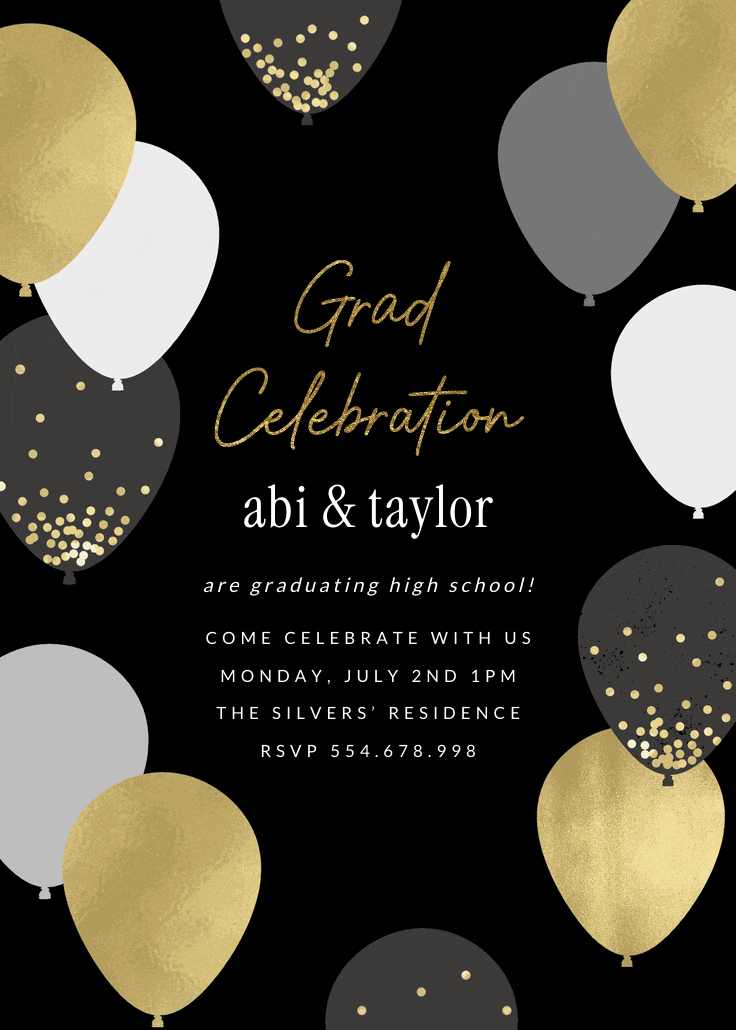 Luxe balloons - invitación de graduación