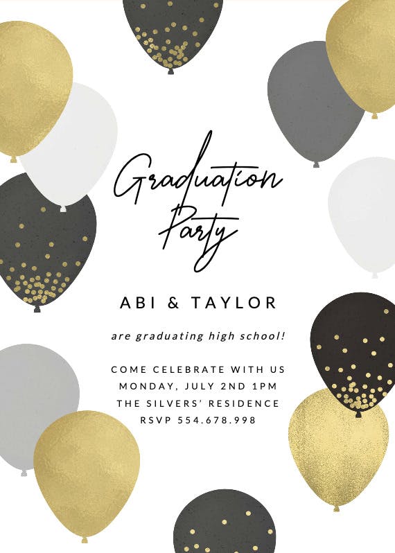 Luxe balloons -  invitación de graduación