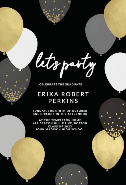 Luxe balloons - Graduation Party Invitation