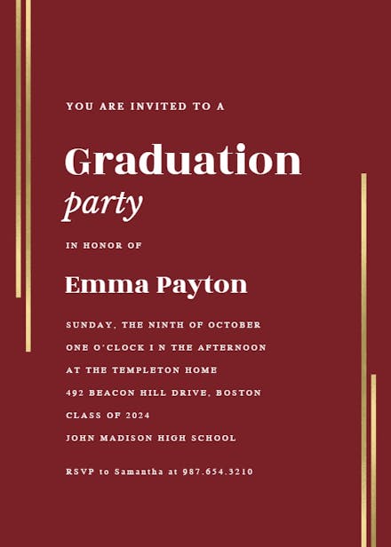 Luxed - Graduation Party Invitation Template (Free) | Greetings Island