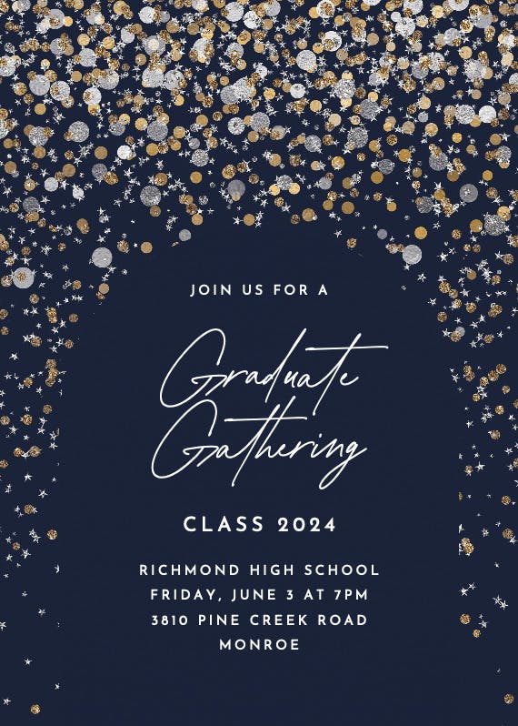 Metallic confetti - invitación de graduación