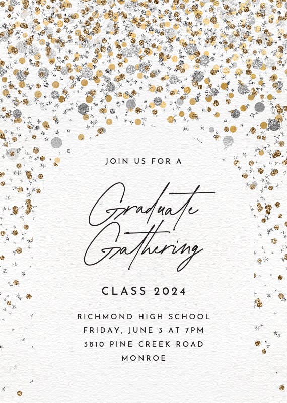 Metallic confetti - graduation party invitation