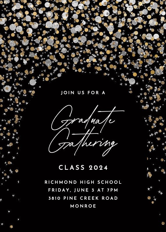 Metallic confetti - graduation party invitation