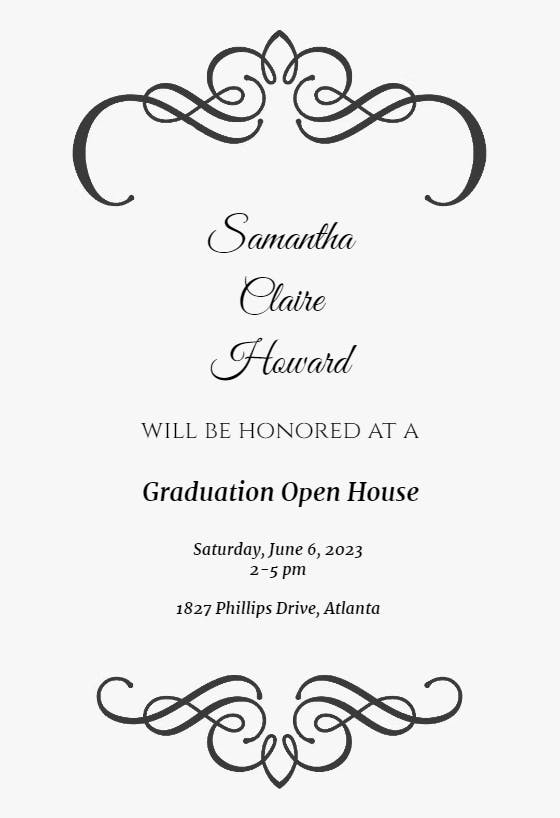 Mirrored swirl design - graduation party invitation