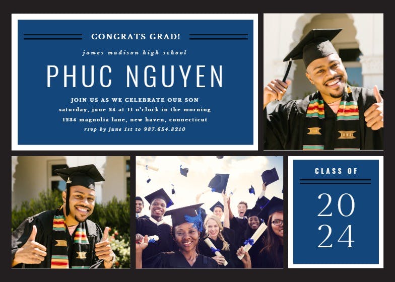 Multi photo school - graduation party invitation