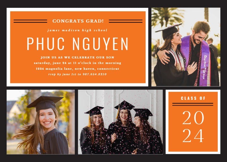 Multi photo school - graduation party invitation
