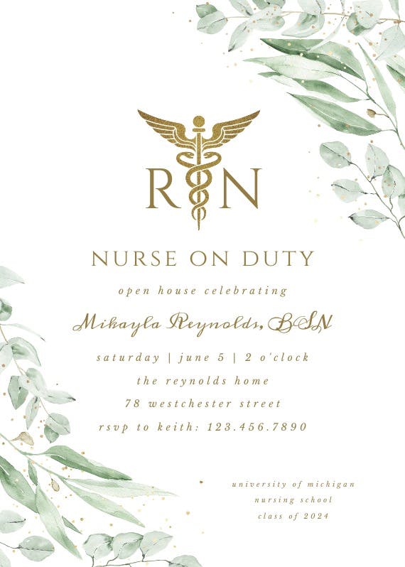 Nurse - graduation party invitation