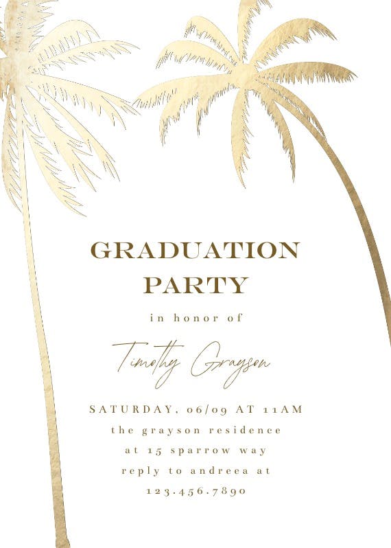 Palm trees -  invitación de graduación