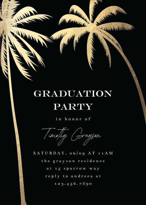 Palm trees - graduation party invitation