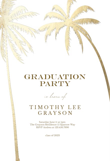 Palm trees - Graduation Party Invitation