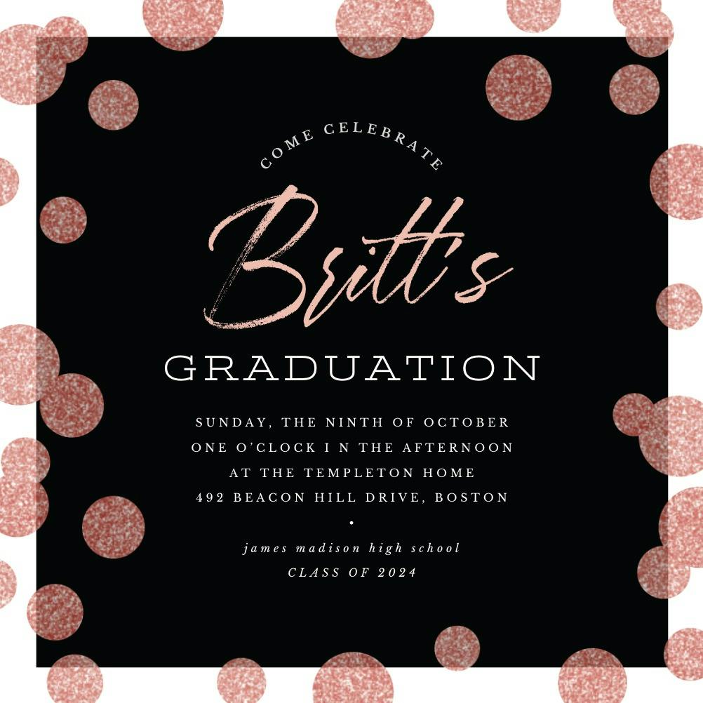 Party color pops - graduation party invitation