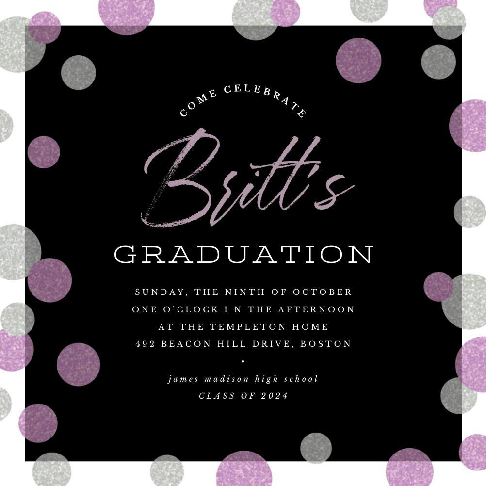 Party color pops - graduation party invitation