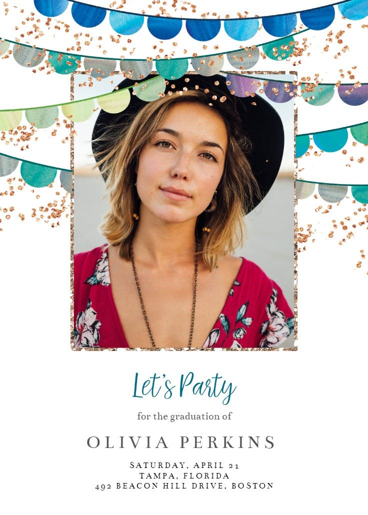 Party flags - graduation party invitation