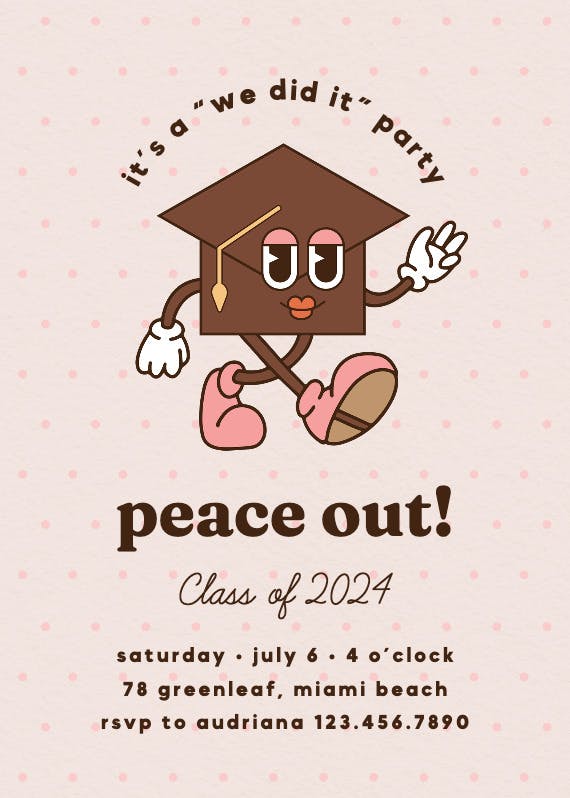 Peace out - graduation party invitation