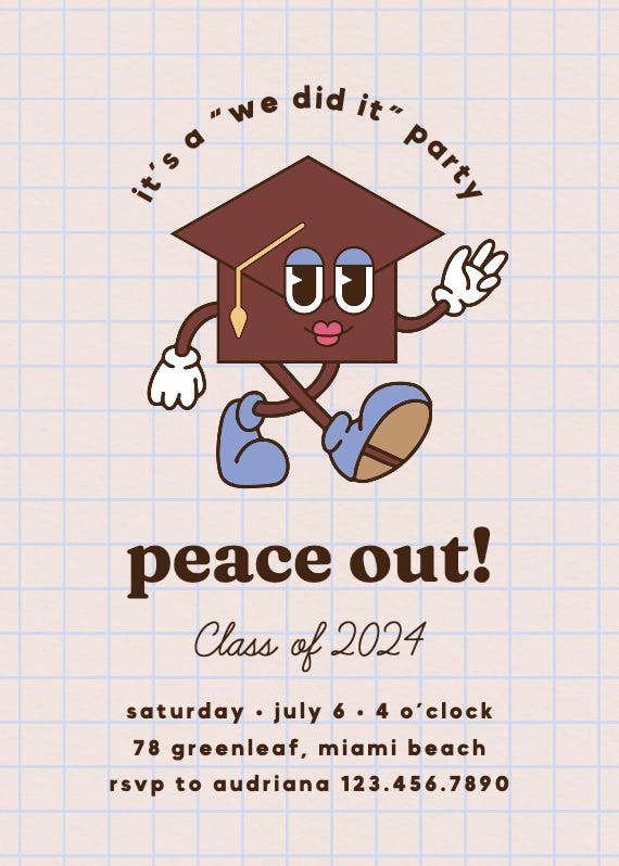 Peace out -  invitación de graduación