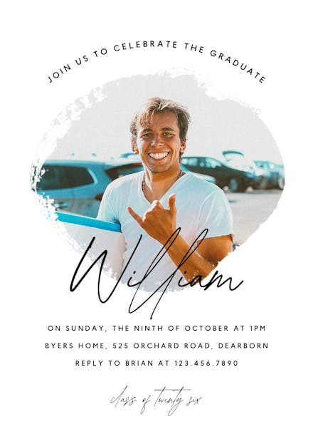 Photo brush stroke - graduation party invitation