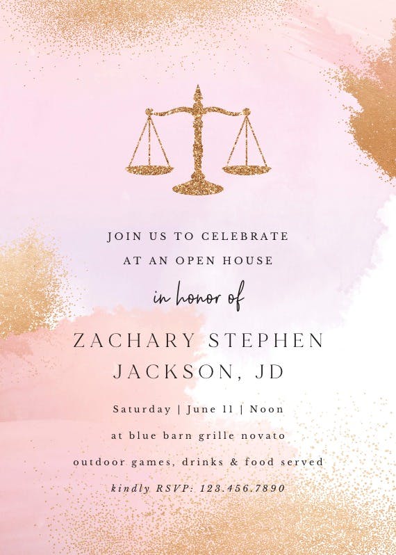 Pink and gold party case - graduation party invitation