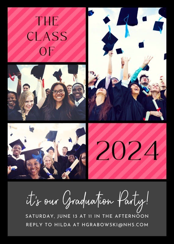 Pink collage -  invitación de graduación