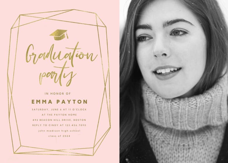 Polygonal frame - graduation party invitation