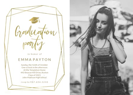 Polygonal frame - Graduation Party Invitation