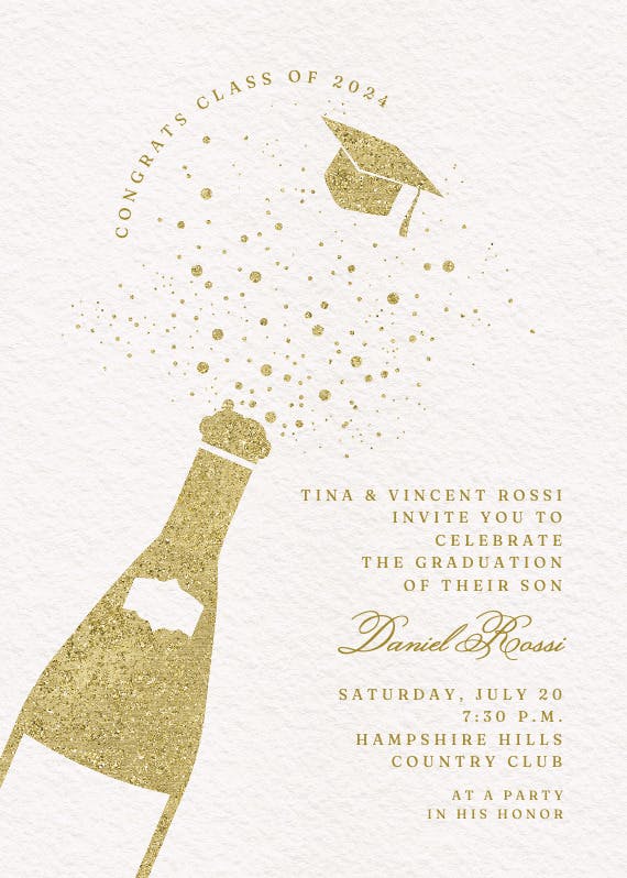 Pop the cap - graduation party invitation