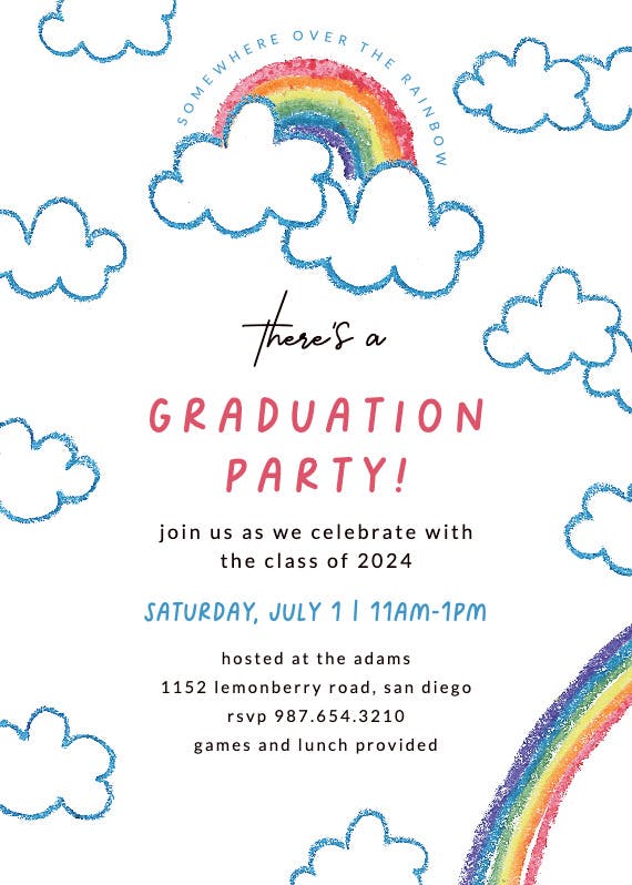 Rainbow - graduation party invitation