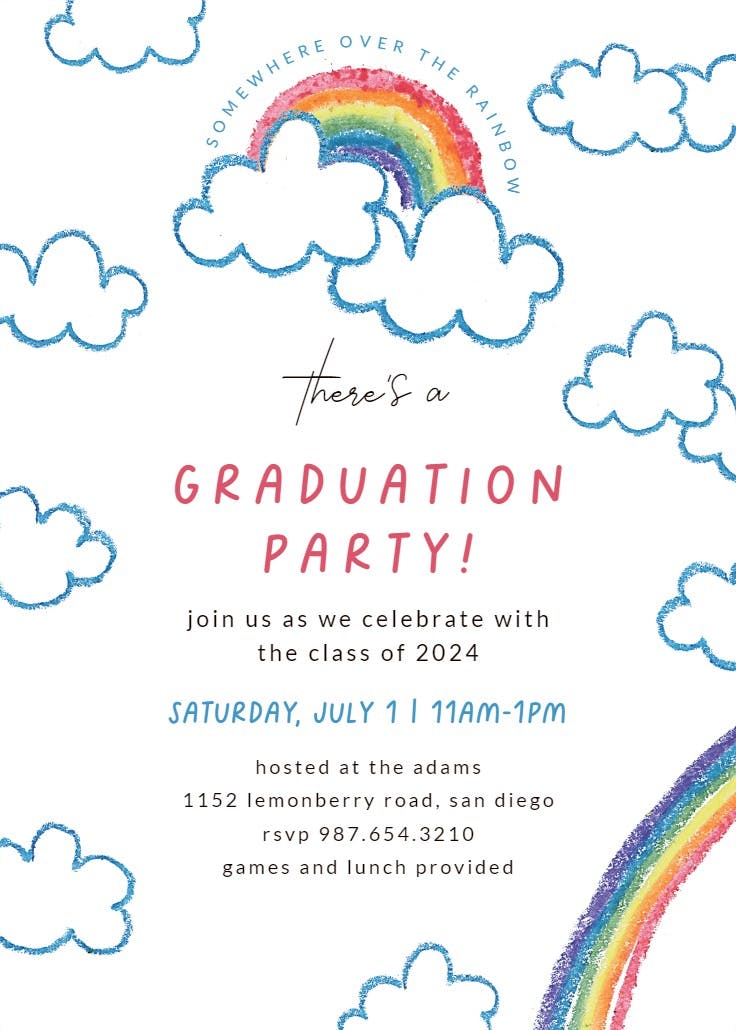 Rainbow - graduation party invitation