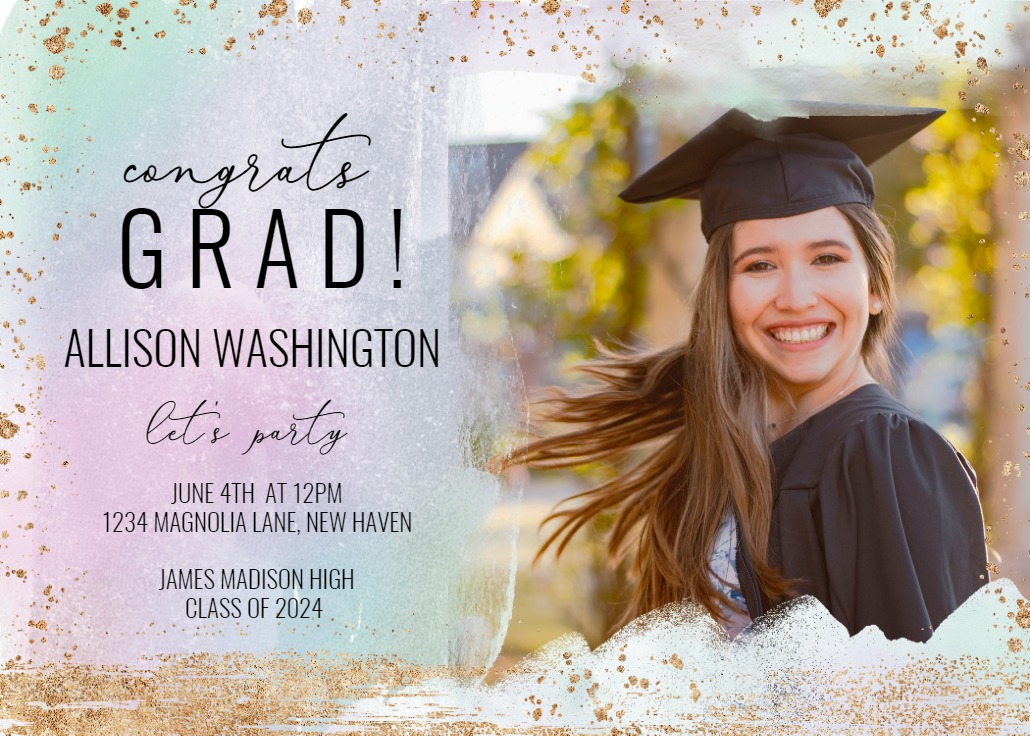 Rainbow Brush - Graduation Party Invitation Template | Greetings Island