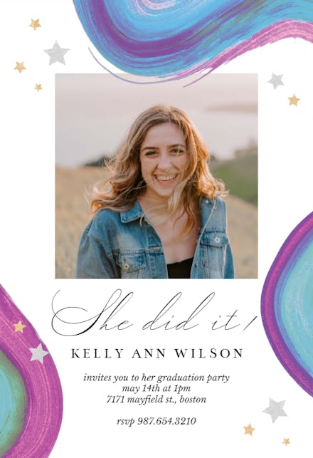 Rainbow Paint Brushes - Graduation Party Invitation