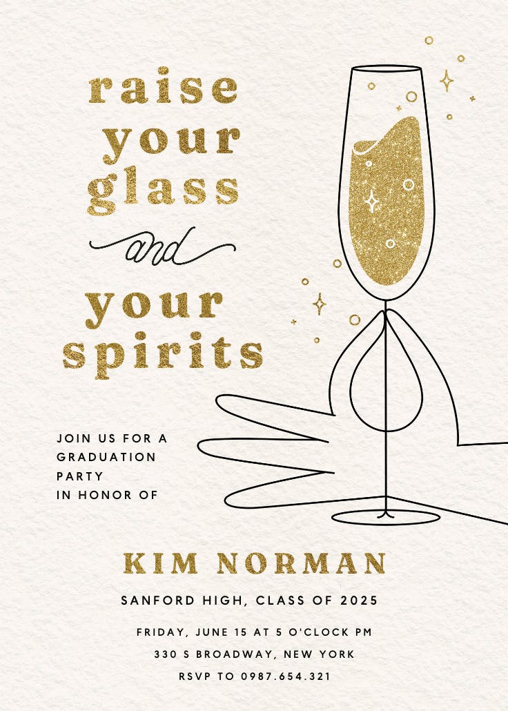 Retro toast - graduation party invitation