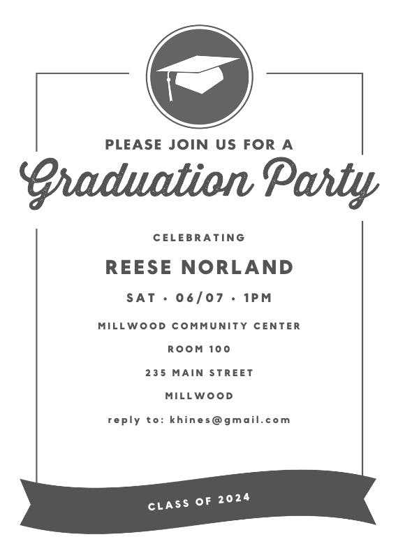 Ribbon graduation - party invitation