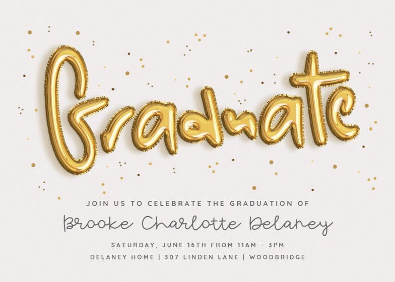 Rising balloons - graduation party invitation