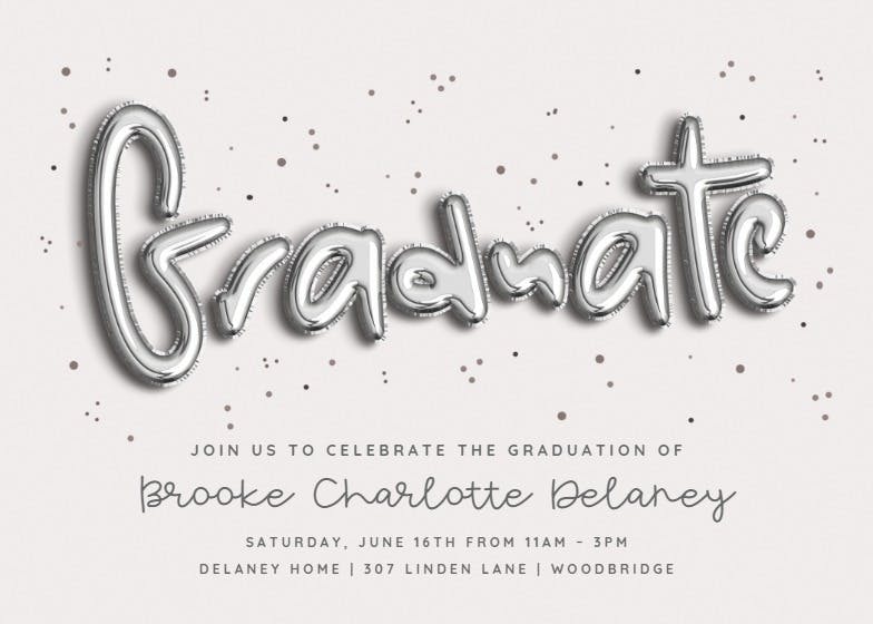 Rising balloons - graduation party invitation