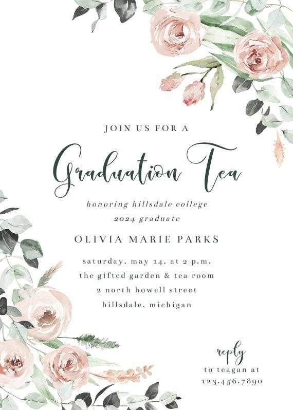 Rosey roses - graduation party invitation