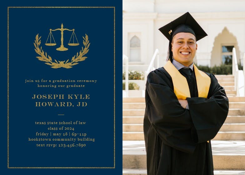 Scales of justice - graduation party invitation
