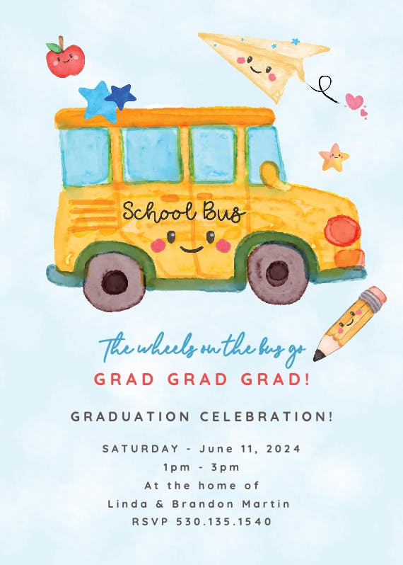 School daze - graduation party invitation