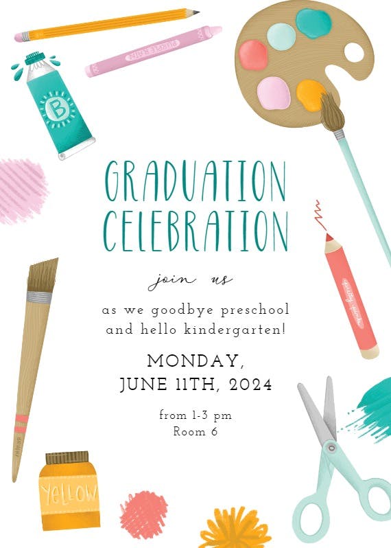 School supplies - graduation party invitation