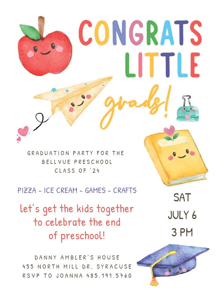 School tools - graduation party invitation