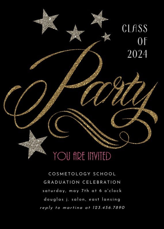 Shimmer and shine - graduation party invitation
